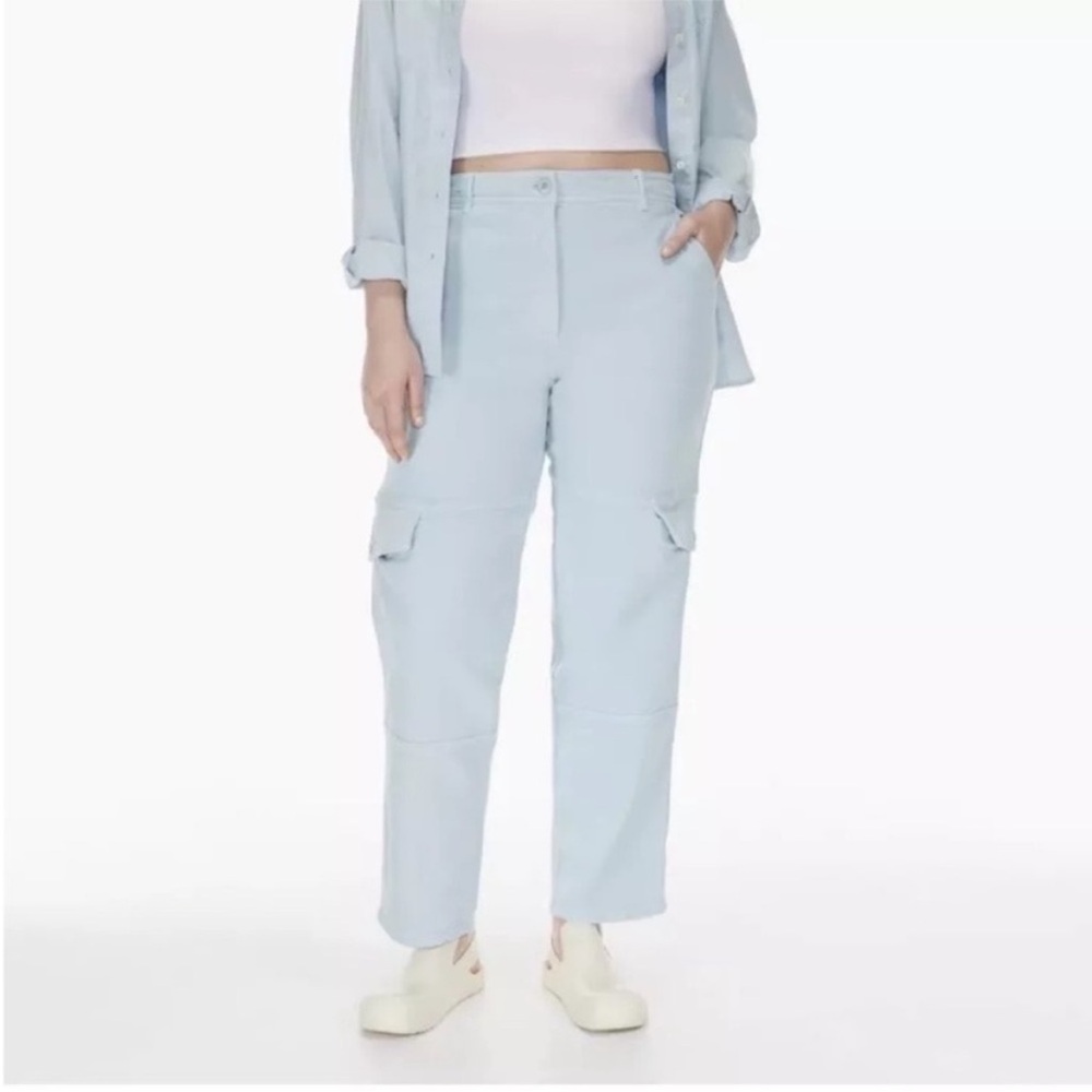 Aritzia Wilfred Free Maeve Cargo Pants Straight Leg Light Blue
